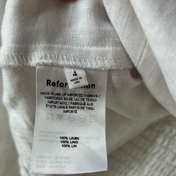 Reformation Micah Balloon Sleeve Square neck linen top Sz 4/S - Picture 8 of 9